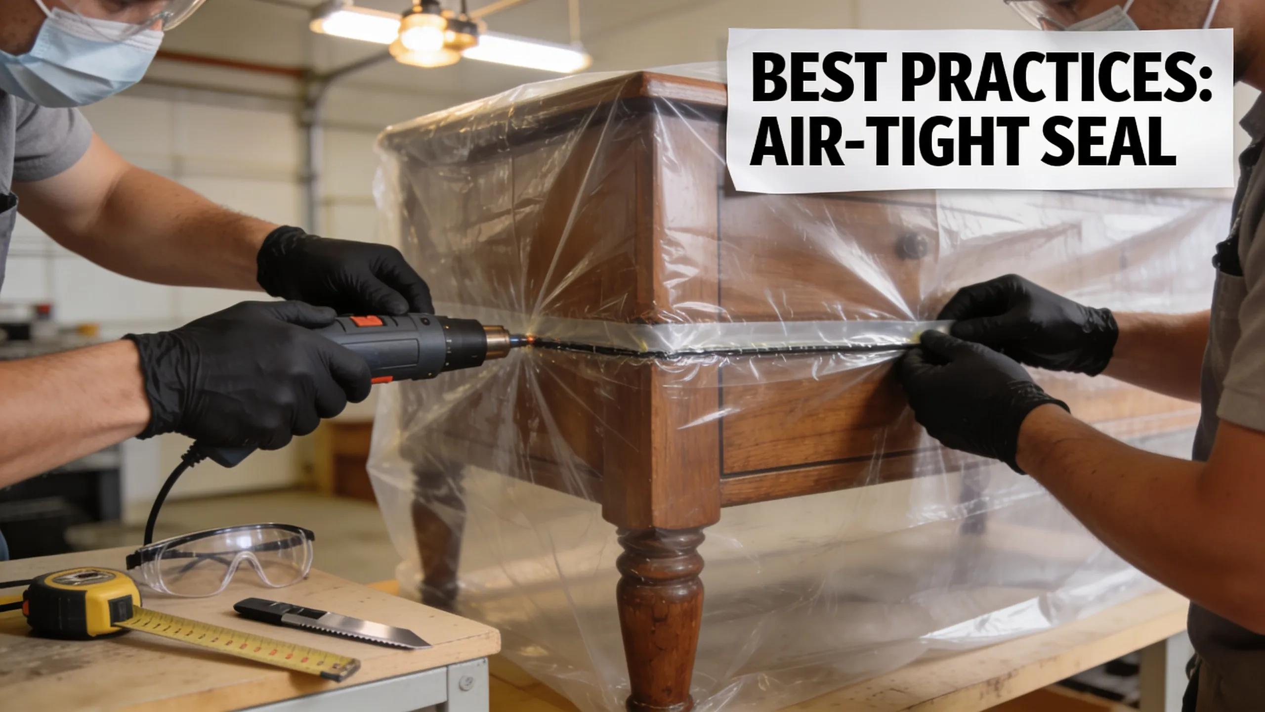 Emergency Bed Bug Furniture Removal You Can Trust 1 Professionals sealing infested furniture with heavy-duty plastic sheeting