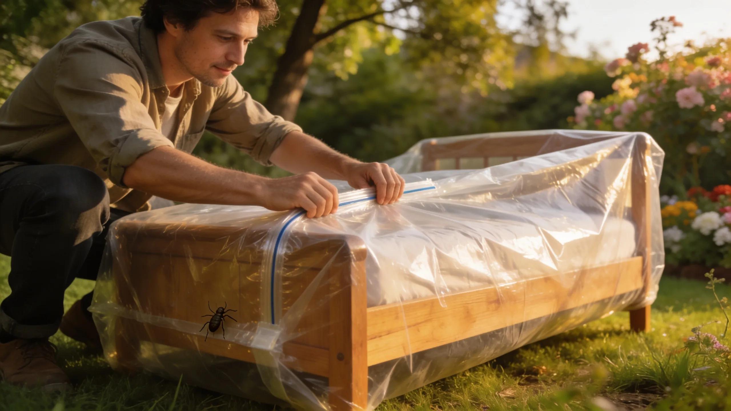 Homeowner sealing furniture for eco-friendly disposal