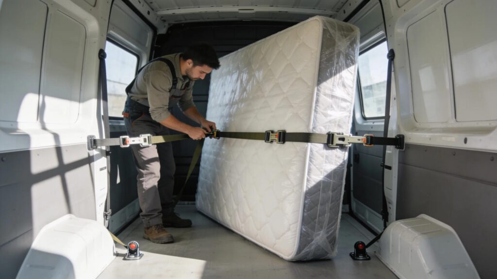 Person wrapping a bed‑bug‑infested mattress with heavy plastic and tape