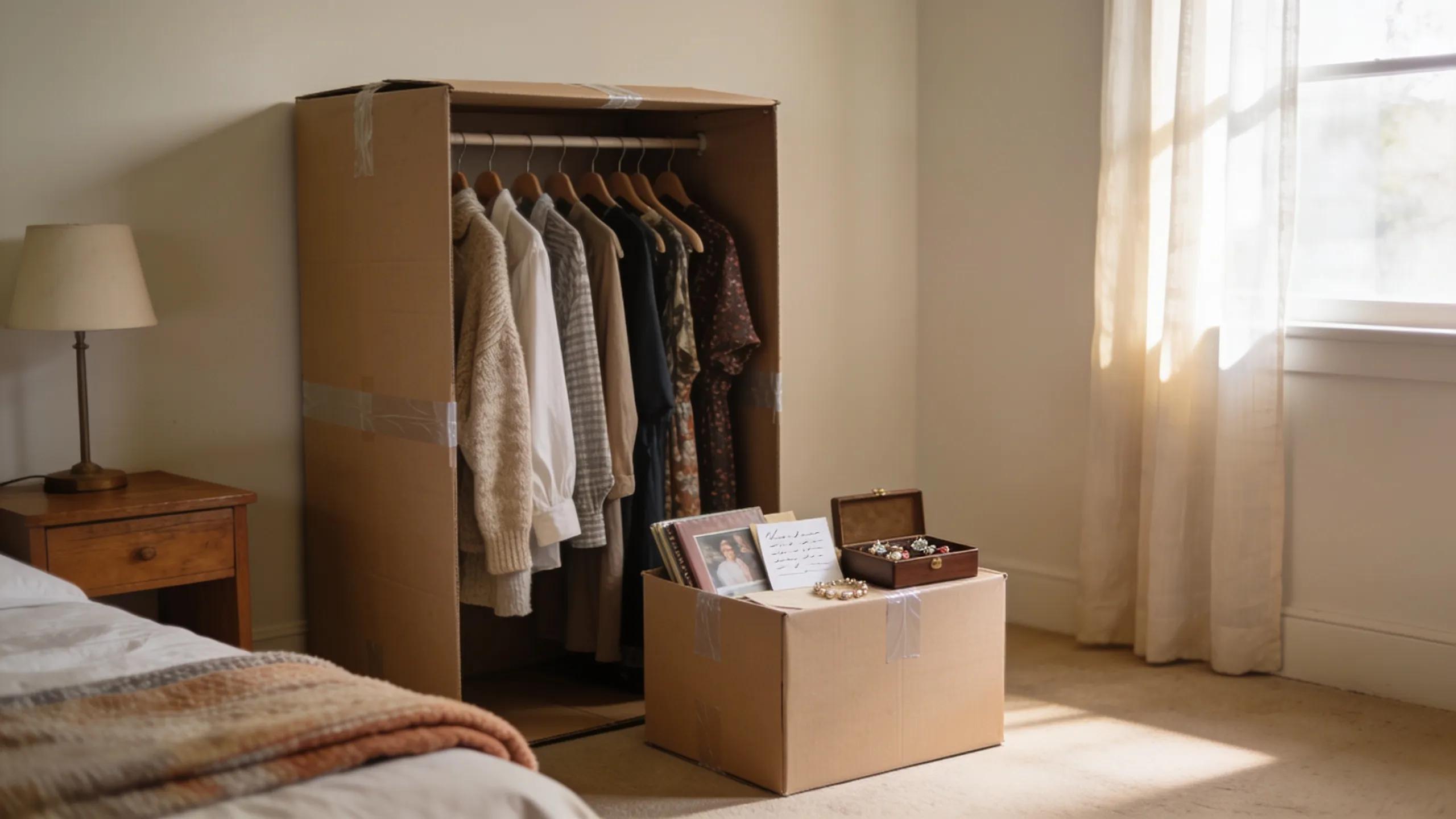 Neatly packed boxes in a bedroom indicating best practices for packing personal items