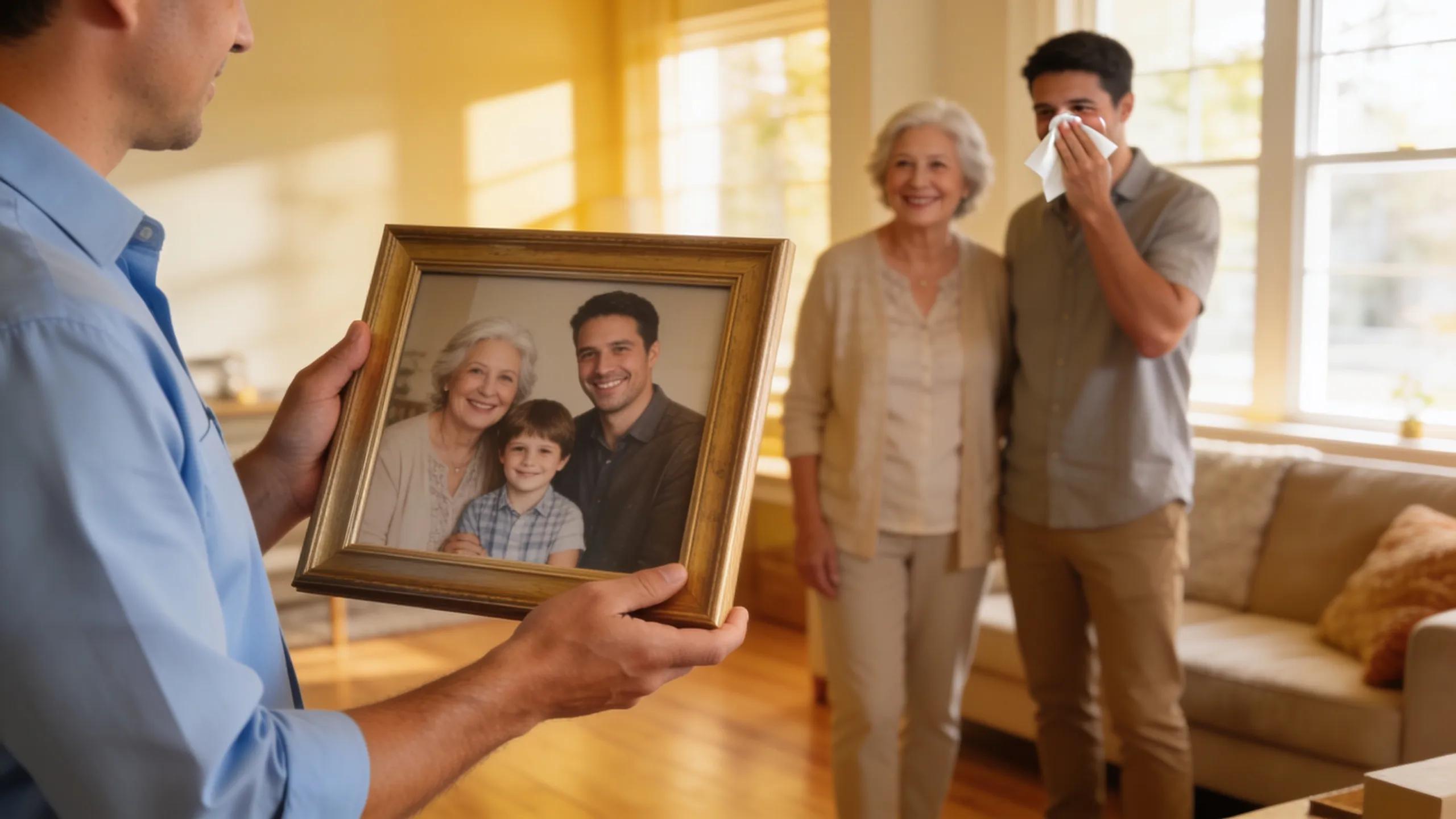 Compassionate estate cleanout service assisting family during difficult time, showcasing supportive environment