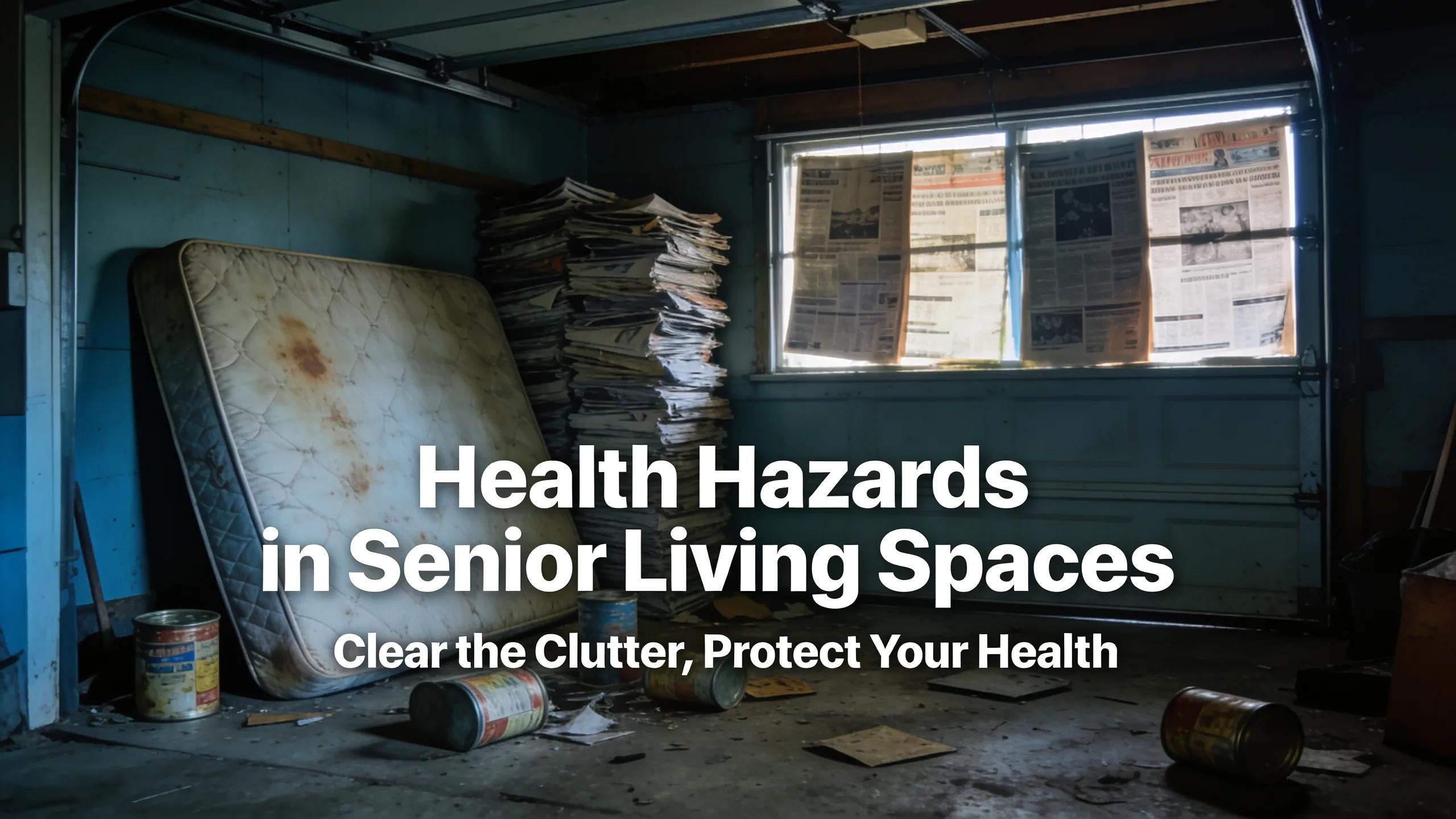 Illustration of pest and health hazards in garages, emphasizing safe disposal for seniors