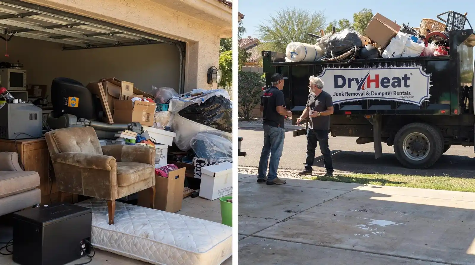 Dry Heat removes unused furniture, packed boxes, appliances, and old electronics from garages and storage