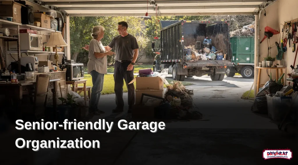 Garage cleanup is a core part of senior-friendly junk removal, addressing clutter that creates unsafe